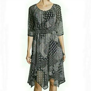 Chelsea & Theodore mixed print handkerchief chiffon dress